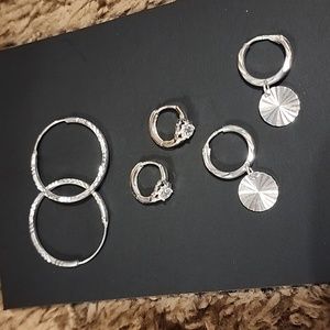 3 kind of earrings 3 styles all for a great deal sterling Silver 925